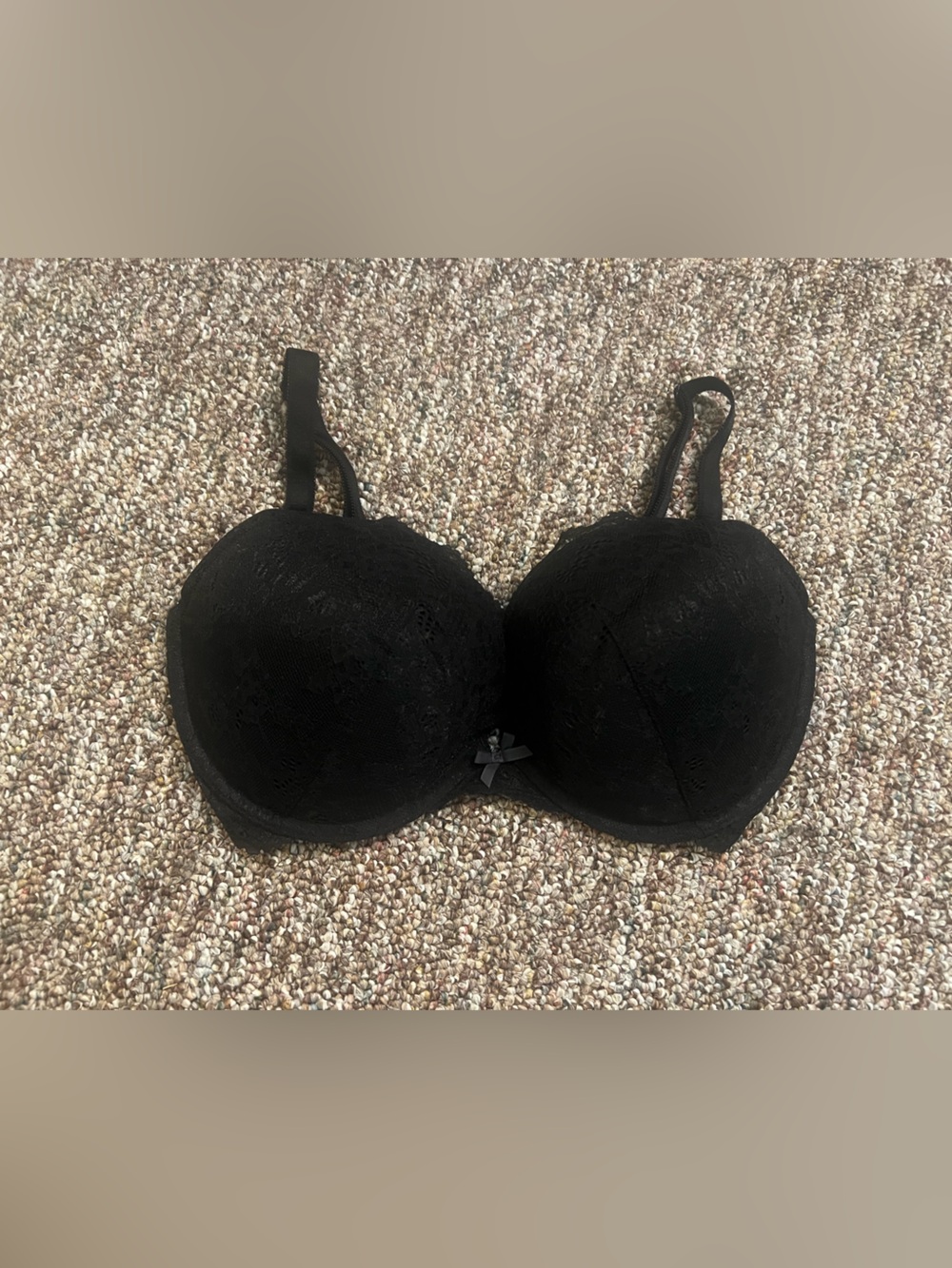 Victoria’s Secret Dream Angels Black Lace Bow Detail Push-Up Bra Size 34DDD